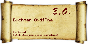 Buchman Oxána névjegykártya